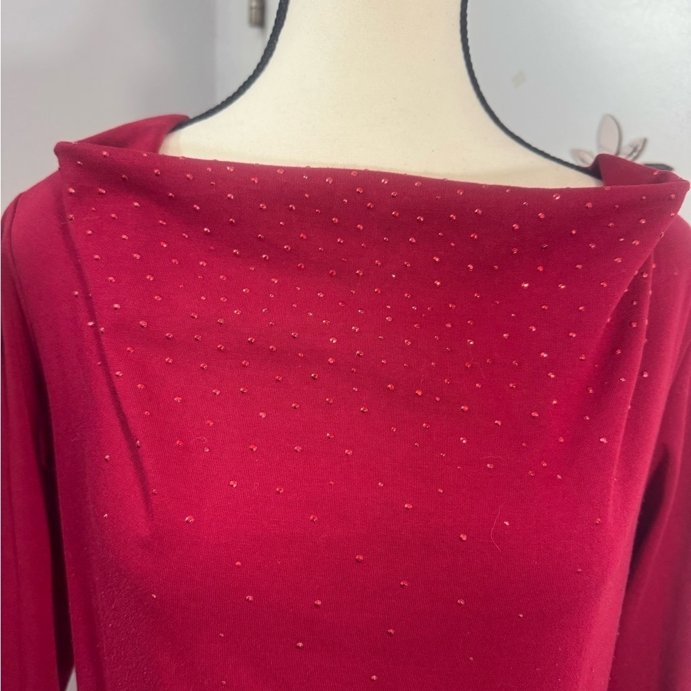 Studio By Liz Claiborne Red Women's Top Long Sleeve Cowl Neck Size S/P - Picture 2 of 10